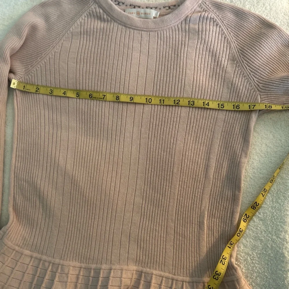 Tory Burch Ribbed Ballet Pink Peplum Sweater Silk/Cashmere Blend Large - Picture 11 of 15